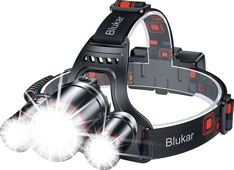 Amazon.com: Blukar Head Torch Rechargeable, 8000L Super Bright Headlamp with 3 Lights 5 Modes ...