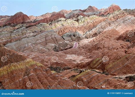 Rainbow Mountains at Zhangye Danxia National Geopark, Gansu Province, China. Stock Image - Image ...