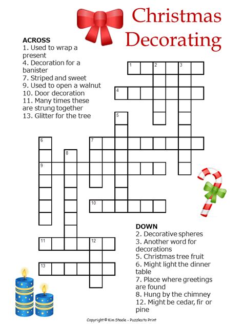 Christmas Decorations Crossword | Christmas crossword, Christmas ...