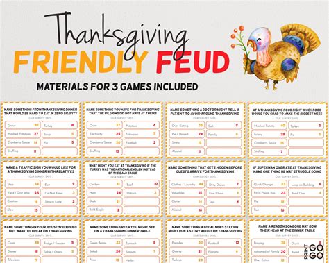 Thanksgiving Game Bundle Fun Team Party Games to Play With the Whole ...