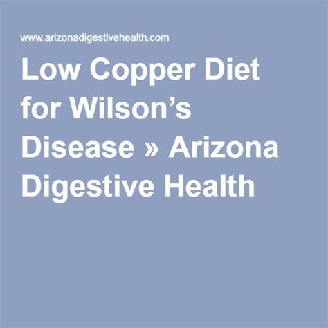 Diet Chart For Wilson Disease