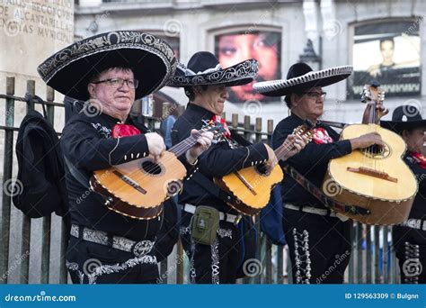 Band of Mariachi with Guitars on the Street of Madrid, Spain 2018-08-13 ...