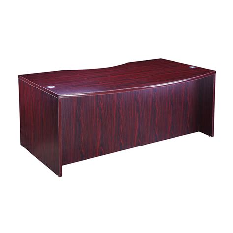 71" Mahogany Executive Office Desk with Bow Front by Boss - OfficeDesk.com