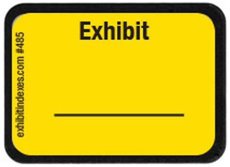 Exhibit Labels Bright Yellow #485 - ExhibitIndexes.com