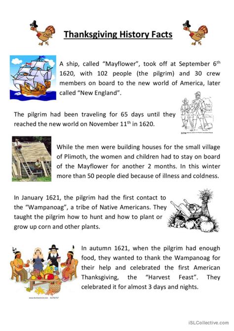 Teaching Thanksgiving History readin…: English ESL worksheets pdf & doc