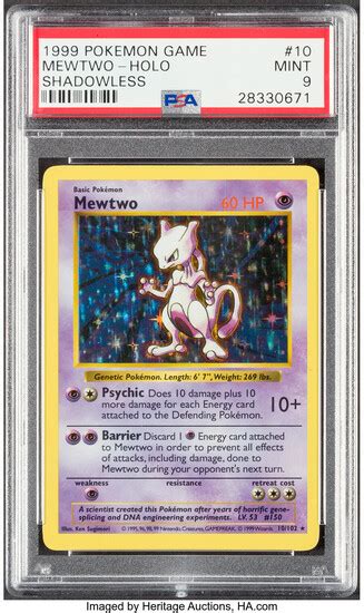 Lot-Art | Pokémon Mewtwo #10 Shadowless Base Set PSA Trading Card...