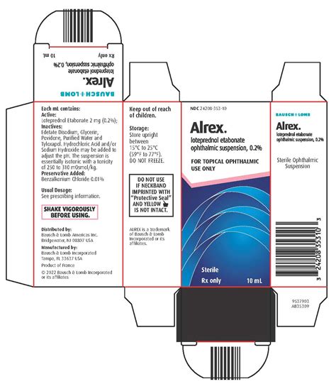 NDC Package 24208-353-10 Alrex Suspension/ Drops Ophthalmic