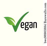 Vegan v leaf tick check mark logo icon, Art Print | Barewalls Posters ...
