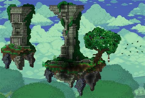 Sky island ruins | Terraria house design, Terraria house ideas, Terrarium base