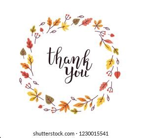 Thank You Card Illustration Autumn Leaves Stock Vector (Royalty Free) 1230015541 | Shutterstock