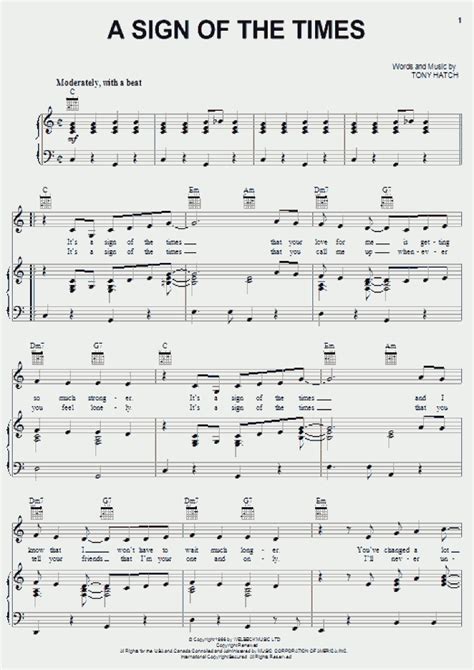 A Sign Of The Times Piano Sheet Music | OnlinePianist