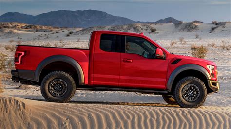 Ford F 150 Raptor Super Cab Pickup Red Car Is Standing On Desert HD Ford Raptor Wallpapers | HD ...