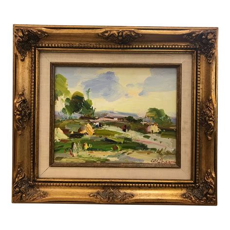 Gold Framed Landscape Oil Painting on Linen Signed and Numbered | Chairish