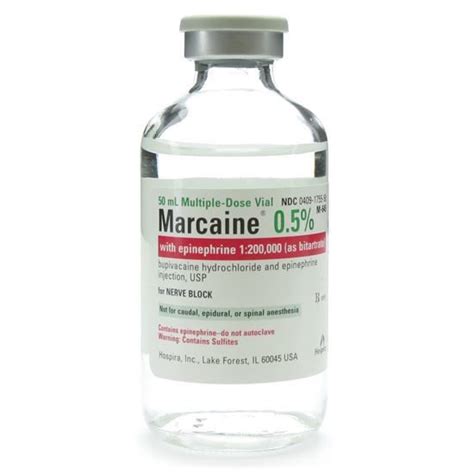 Marcaine® (Bupivacaine HCl), 0.5%, with Epinephrine, 5.0mg/mL, MDV ...