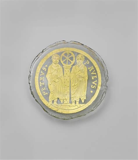 Bowl Base with Saints Peter and Paul Flanking a Column with the Christogram of Christ ...