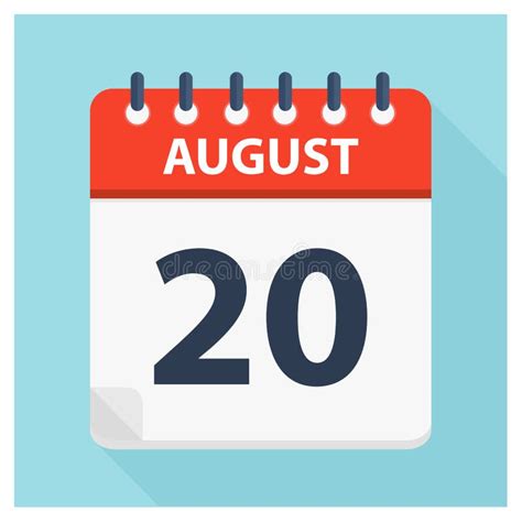 August 20 - Calendar Icon stock illustration. Illustration of date ...