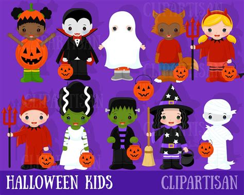 Halloween Kids Costume Clipart, Trick or Treat Graphics, Frankenstein ...