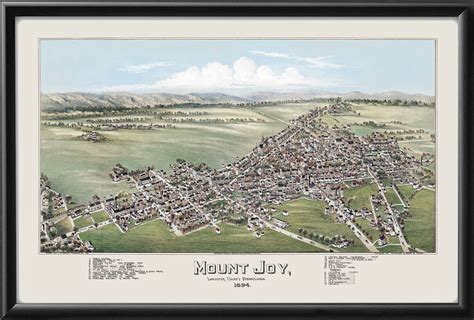 1894 Mount Joy, Pennsylvania Historic Map - Restored Bird's Eye View