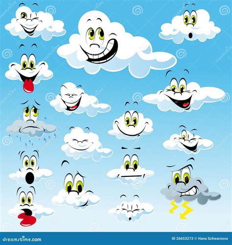 Clouds with Cartoon Faces stock vector. Illustration of clouds - 26653273