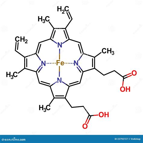 Heme B Haem B Molecule. Heme Is An Essential Component Of Hemoglobin, Myoglobin, Cytochrome ...