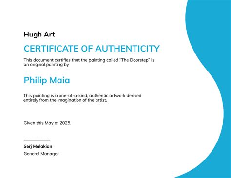 Authenticity Certificate Painting Template - Edit Online & Download Example | Template.net