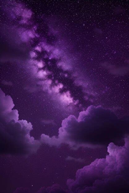 Premium AI Image | Beautiful night landscape with purple clouds and ...