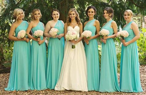 long bridesmaid dress, tiffany blue bridesmaid dress, cheap bridesmaid dress, one shoulder ...