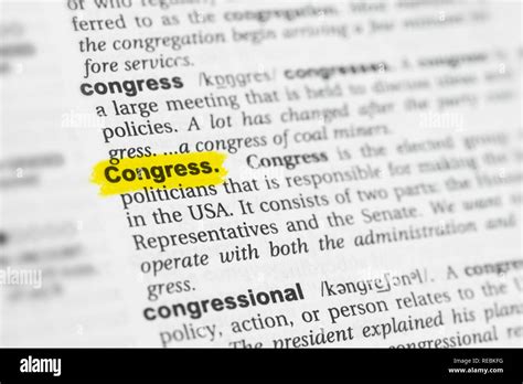 Highlighted English word "Congress" and its definition at the ...