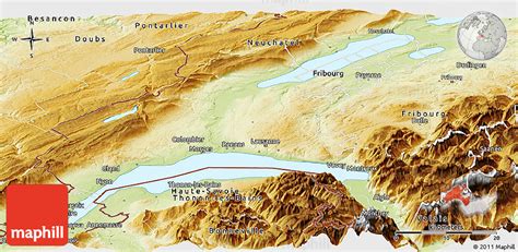 Physical Panoramic Map of Vaud