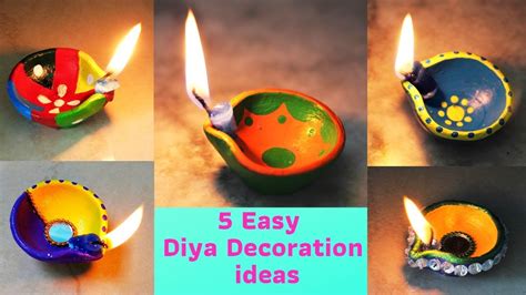 DIY : 5 Easy Diya Decoration for competition | Diwali Diya Decoration ideas 2020 - YouTube