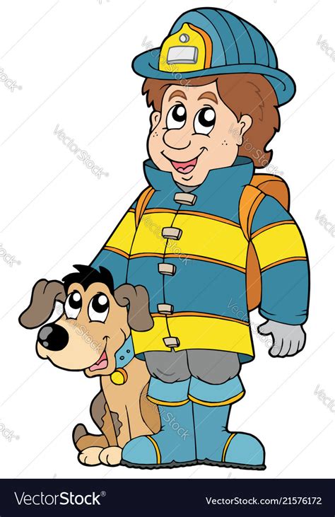 Firefighter with dog Royalty Free Vector Image