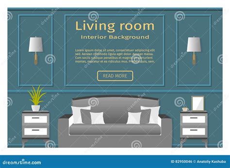 Living Room Design Banner with Furniture for Your Website. Stock Vector - Illustration of ...