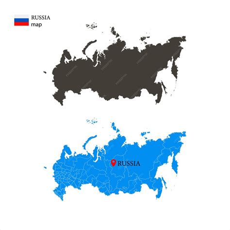 Premium Vector | Russia administrative maps set with borders of regions blue silhouette icon ...