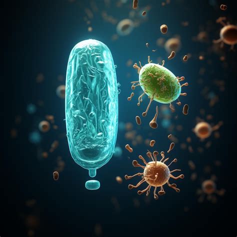 Premium AI Image | Bacterias and microbes in a dark background in the style of light violet and ...