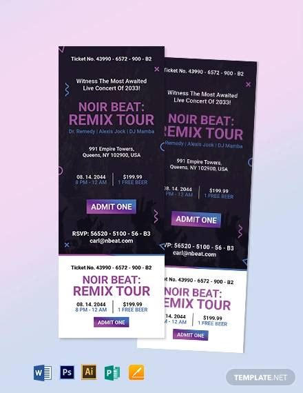 Free Editable Concert Ticket Template Collection