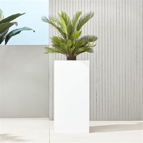 Shop blox 32" tall galvanized hi-gloss white planter. Bright white planters square up sleek and ...