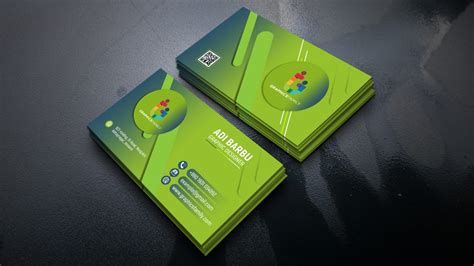 Simple Green Business Card Design – GraphicsFamily