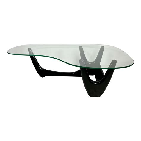 Mid-Century Modern Kidney Organic Shape Glass Top Coffee Table | Chairish