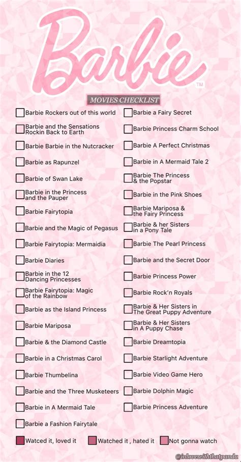 Barbie Movies Checklist (2020 update) | Belajar, Perencana studi, Buku