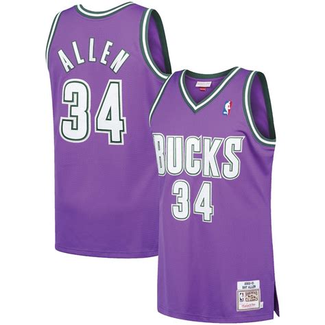 Men's Milwaukee Bucks Ray Allen Mitchell & Ness Purple 2000-01 Hardwoo – TRUE 2 SPORTS