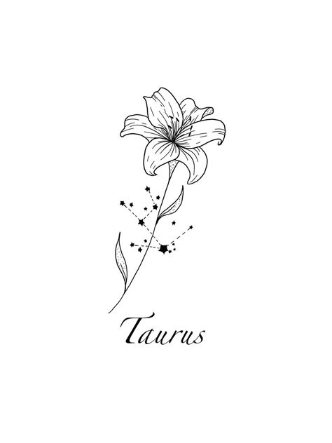 Taurus Constellation Tattoo Flower Tattoo Design - Etsy