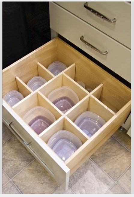 Kitchen Cabinet Drawer with Tupperware Organizer