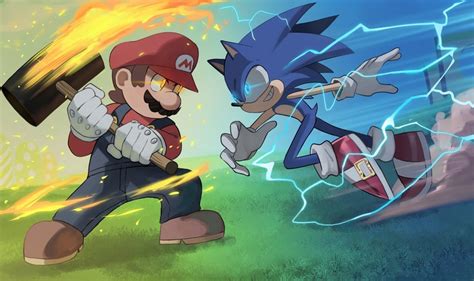 mario and sonic the hedgehog (mario and 1 more) drawn by jourd4n | Danbooru