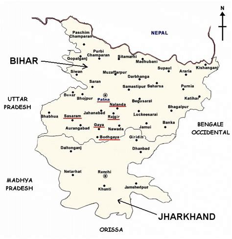 Map of Bihar and Jarkhand