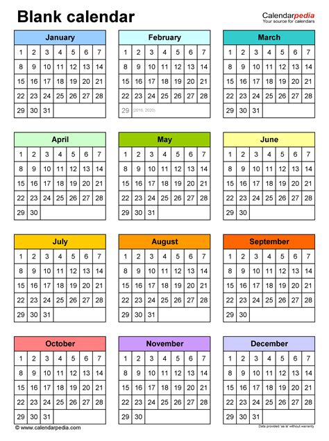 Blank Calendar Template Word - Customize and Print