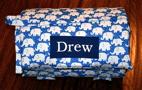 Personalized Elephants 2 Memory Foam Nap Mat with a Navy Minky Dot Blanket