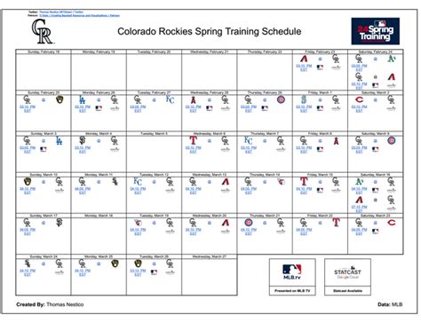 Colorado Rockies Spring Training Schedule (MLB TV and Statcast Games ...