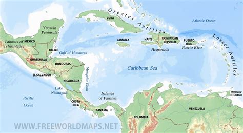 Caribbean Physical Map