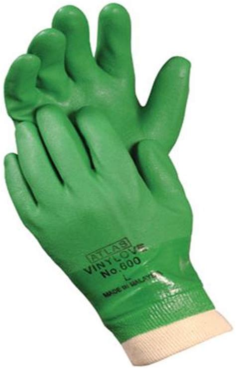 ATLAS® Vinylove Green PVC Dipped Gloves : Non-insulated Chemical Resistant Gloves : Industrial ...