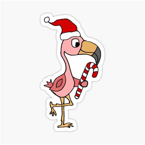 "Cool Funny Pink Flamingo Christmas Cartoon" Sticker for Sale by ...